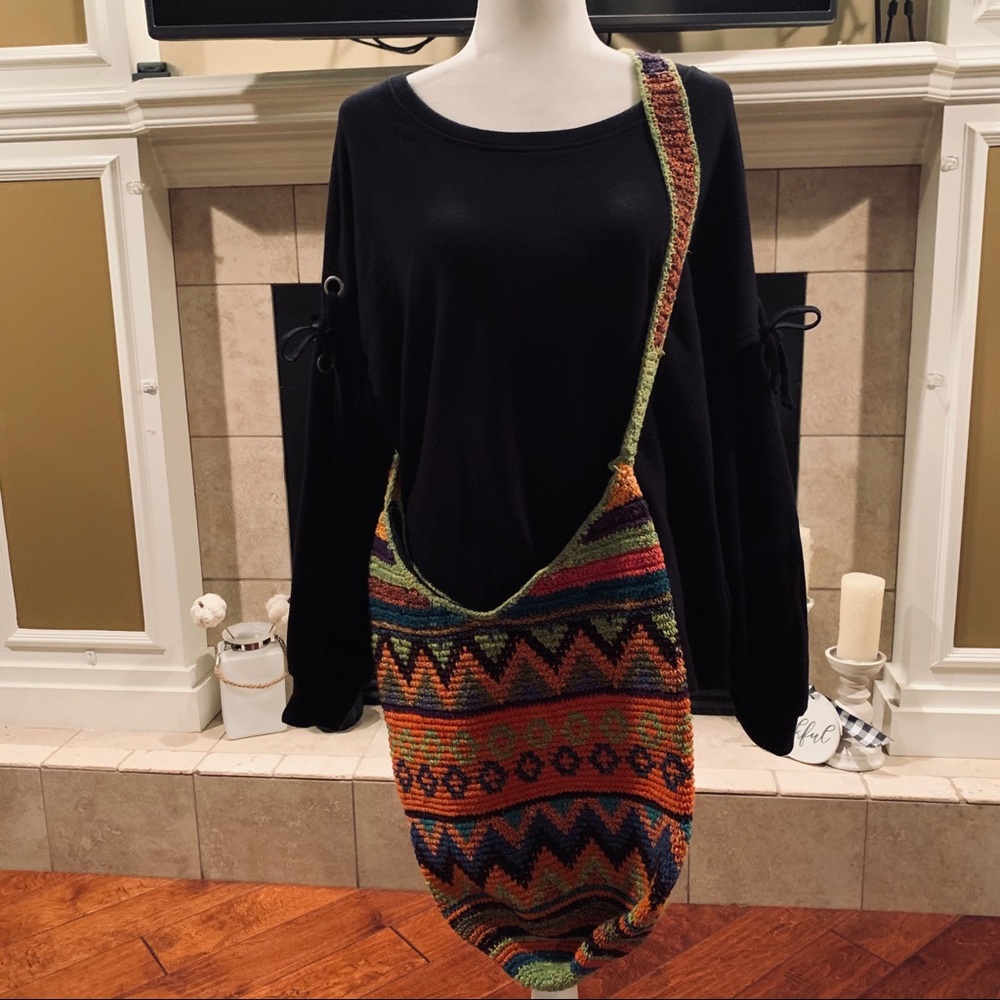 Large Handmade Crochet Multicolor Crossbody